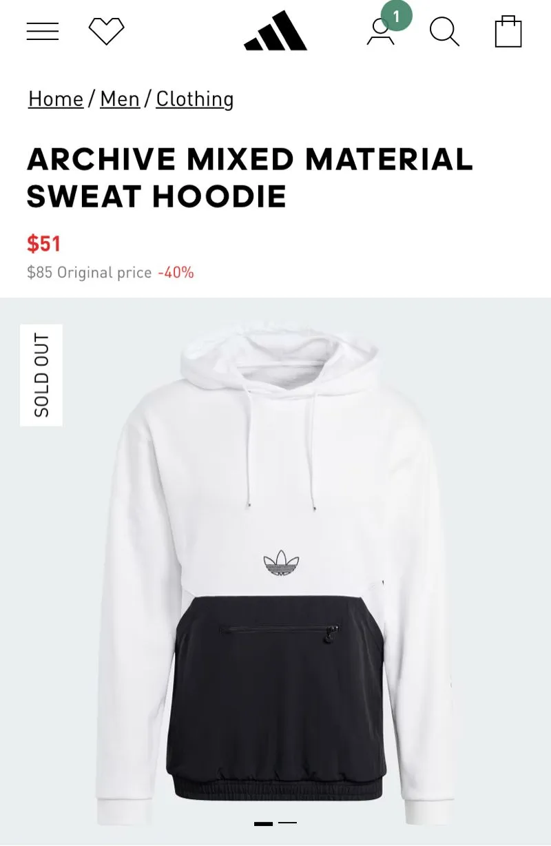 Adidas Trefoil Mixed Material Swet Hoodie Cagoule Original