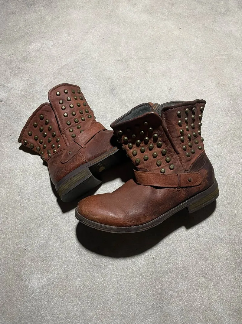  Y2k Grunge Goth Leather Boots Biker photo 1