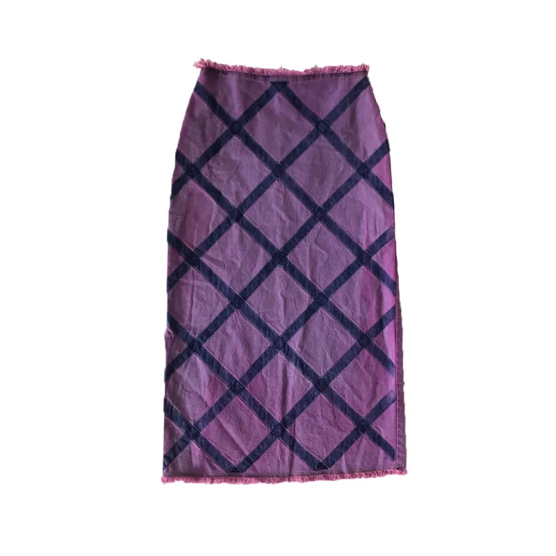 Y2K Grunge Maxi skirt Wanita purple pink photo 1