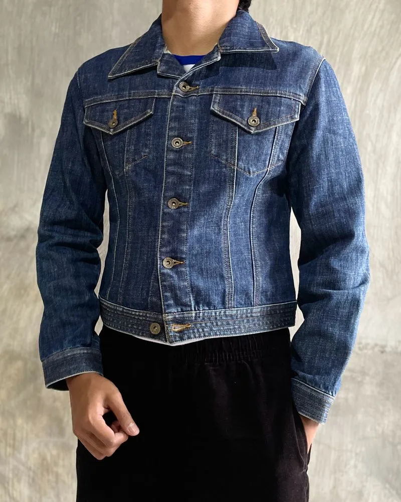 Trucker Ine Dark Blue Indigo Denim Jacket Japan Boxy photo 1