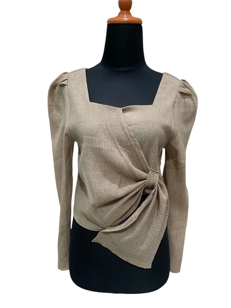 Vintage Futurist Bandeau top Wanita tan photo 1