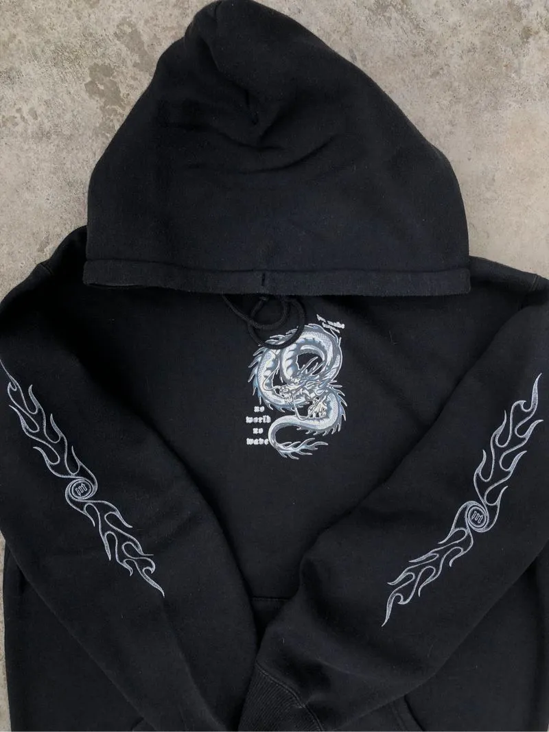 00’s y2k style karsa yiiber dragon black hodie  photo 1