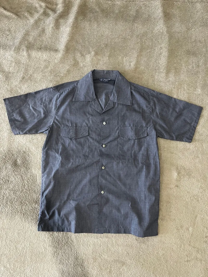 Vintage Casual Formal shirt Pria navy photo 1