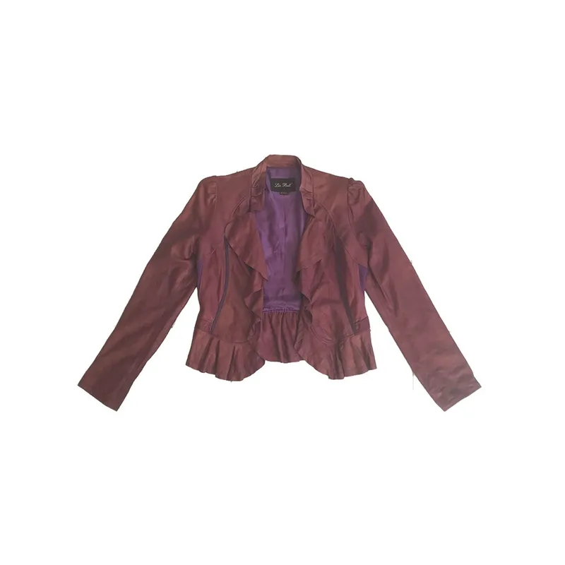Y2K Grunge Leather jacket Wanita purple pink photo 1