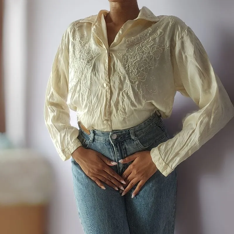 100% silk shirt | Butter yellow kemeja | kemeja Silk photo 1