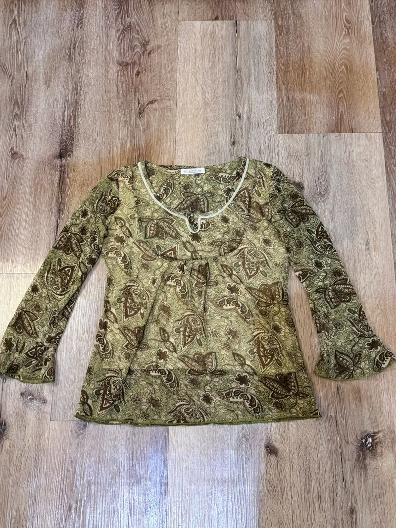 Y2K Fairy Shirt Wanita khaki photo 1