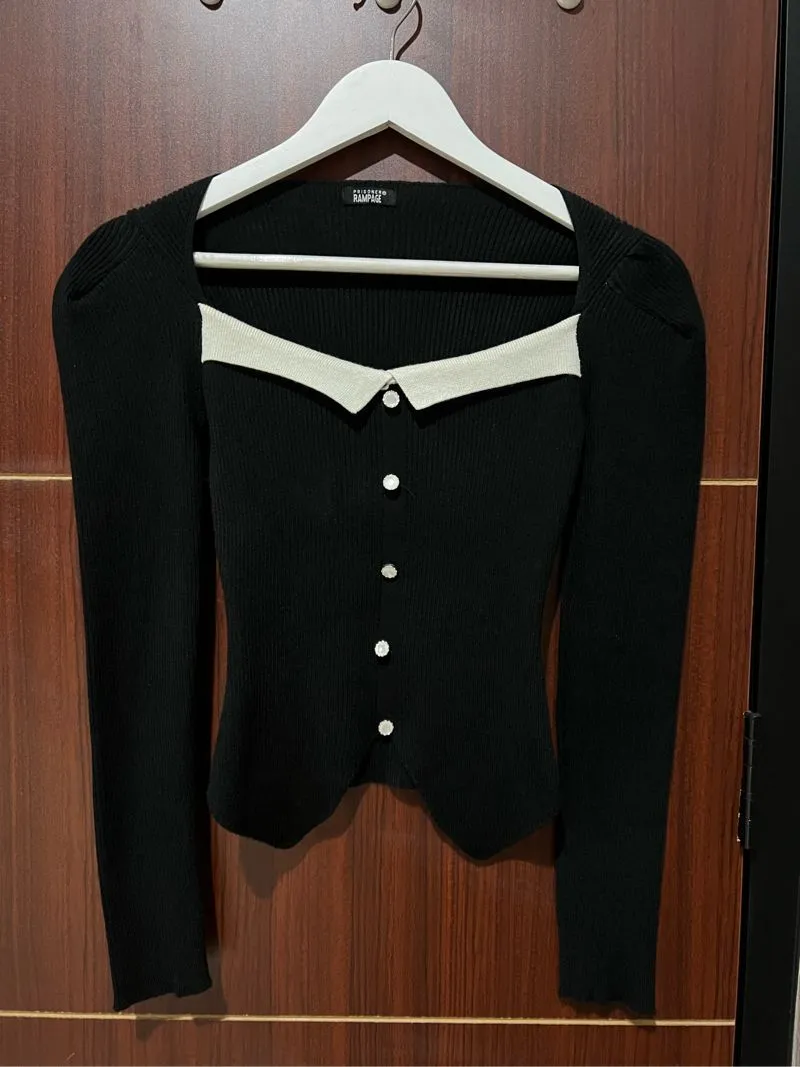 knit top long sleeve black photo 1