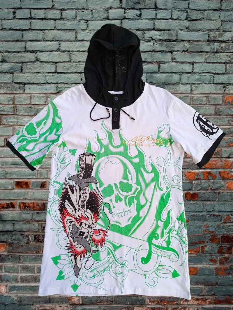 Ed Hardy Casual T-shirt Pria multicolor white photo 1