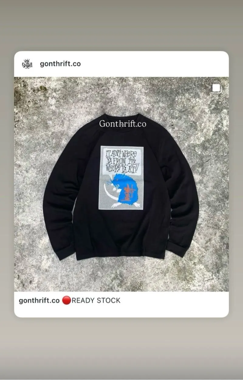 Y2K STUSSY RAT MAN BLUE LS photo 1