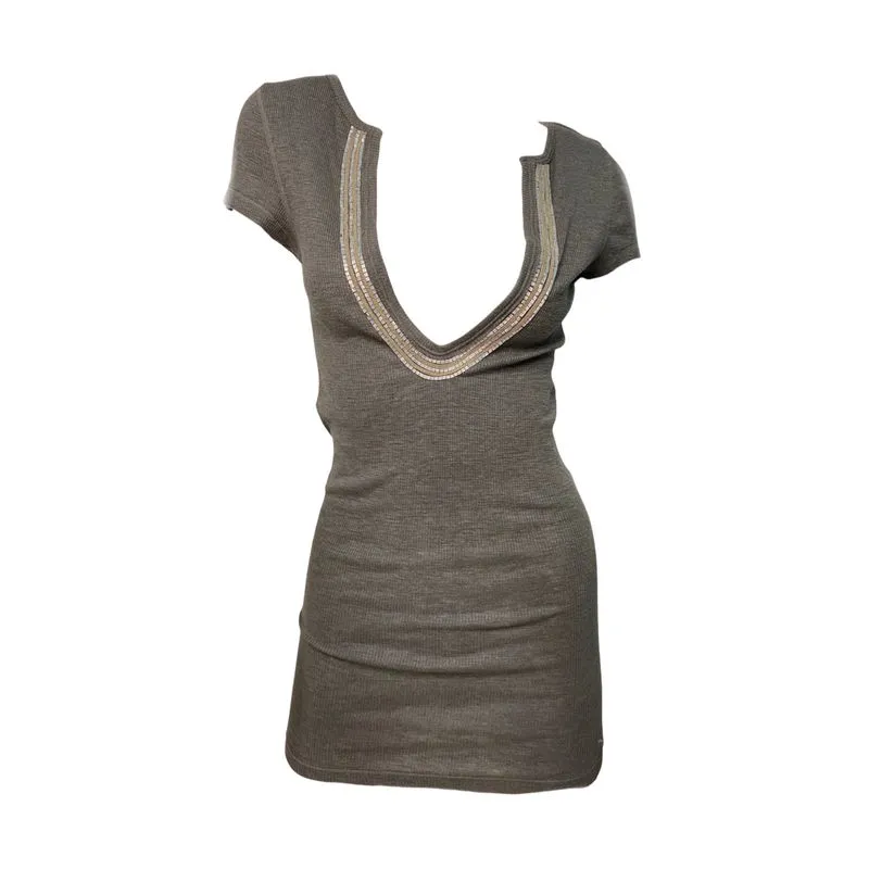 American Eagle Vintage Y2K Shirt dress Wanita gray photo 1