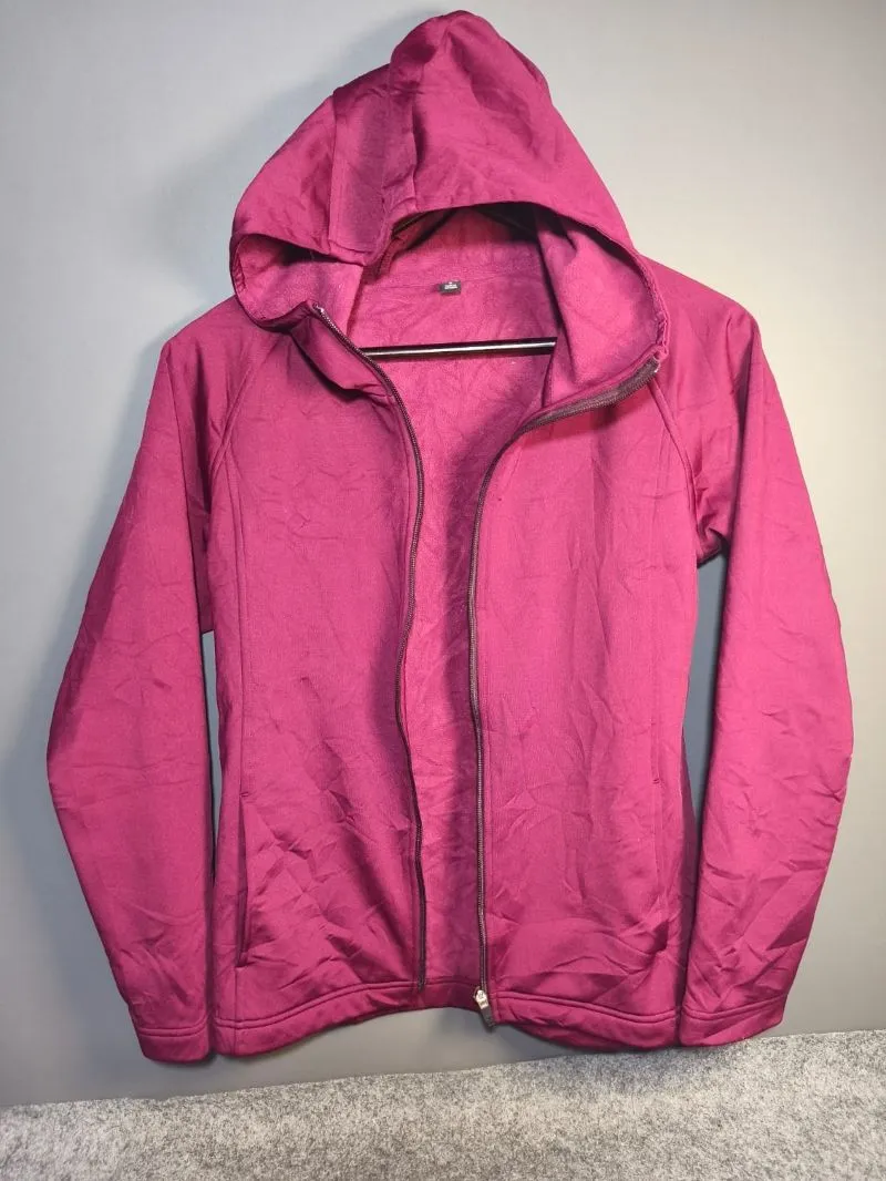 Jaket Hoodie Uniqlo Fleece Magenta Original Casual Wanita photo 1