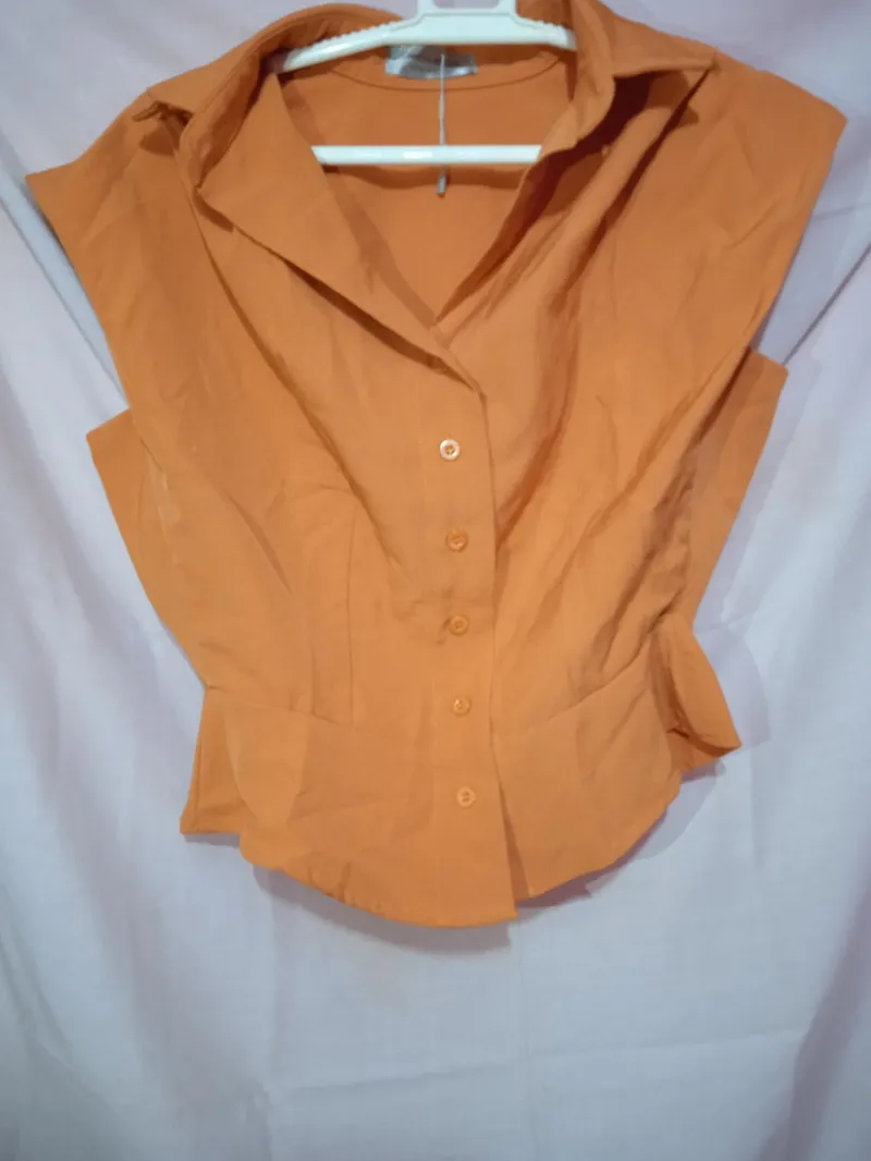 Y2K Minimalist Crop top Wanita black orange photo 1