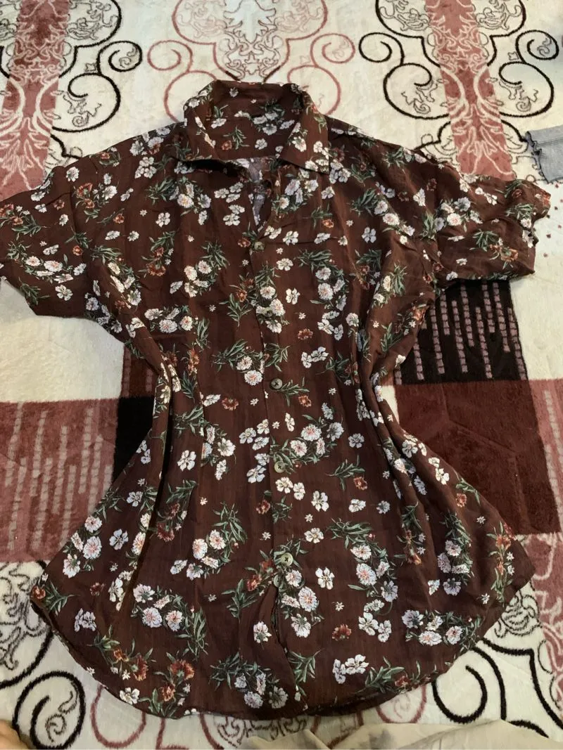 kemeja mahogany bunga photo 1
