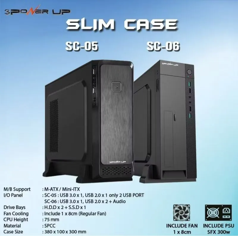 Case Casing Komputer PC Tipis Mini 3 Power UP Slim Case SC-0 photo 1