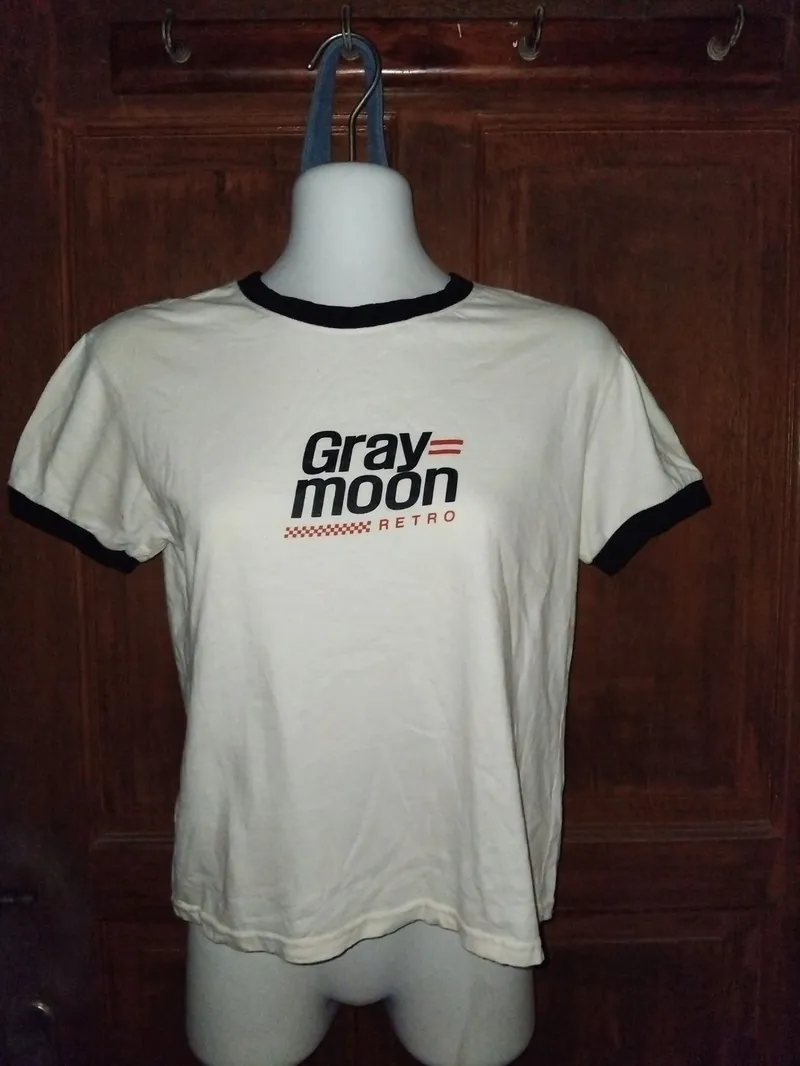 Casual T-shirt Wanita white black photo 1