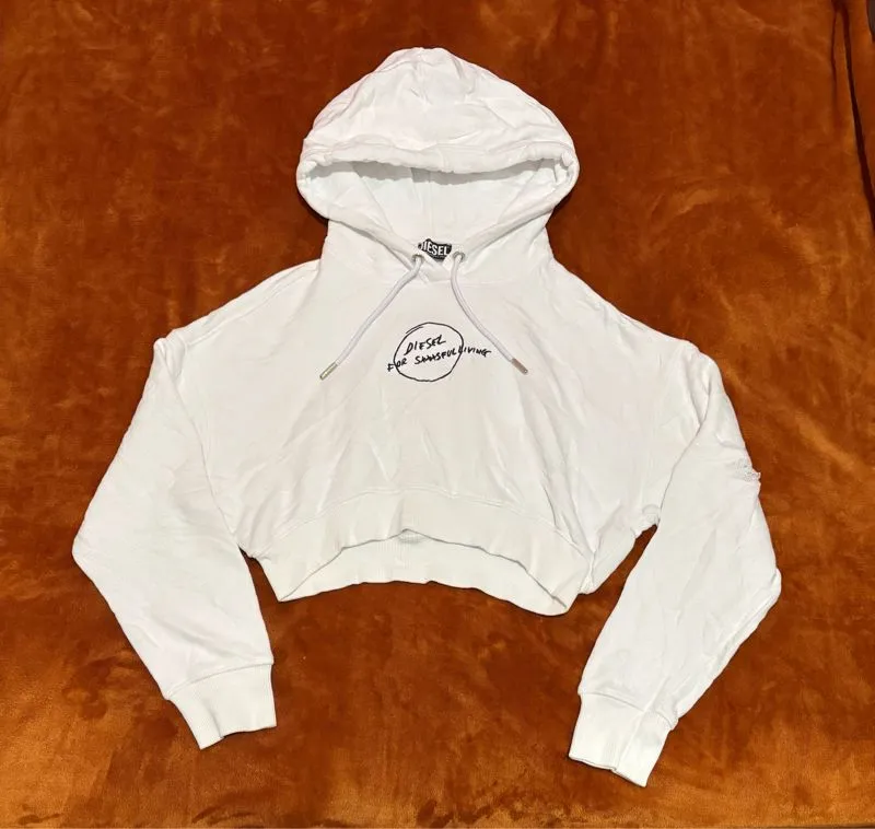 Diesel cropped hoodie French Terry sweatshirt with Diesel Preloved