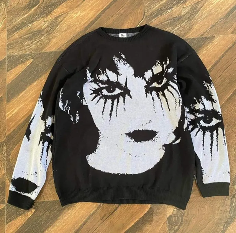 Grunge Sweater Pria white black photo 1