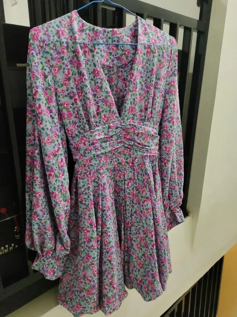 Sale dress Mini Krepe Blue photo 1