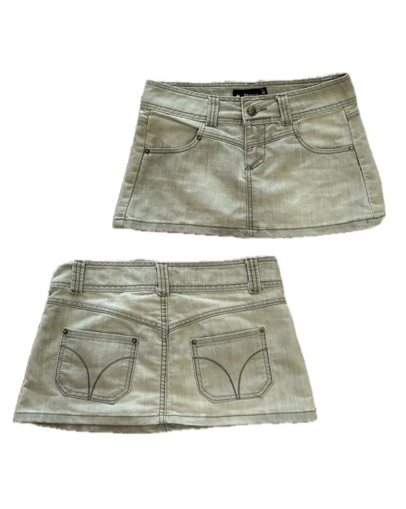 Y2K Blanco Light Gray Denim Mini Skirt (low waist) photo 1