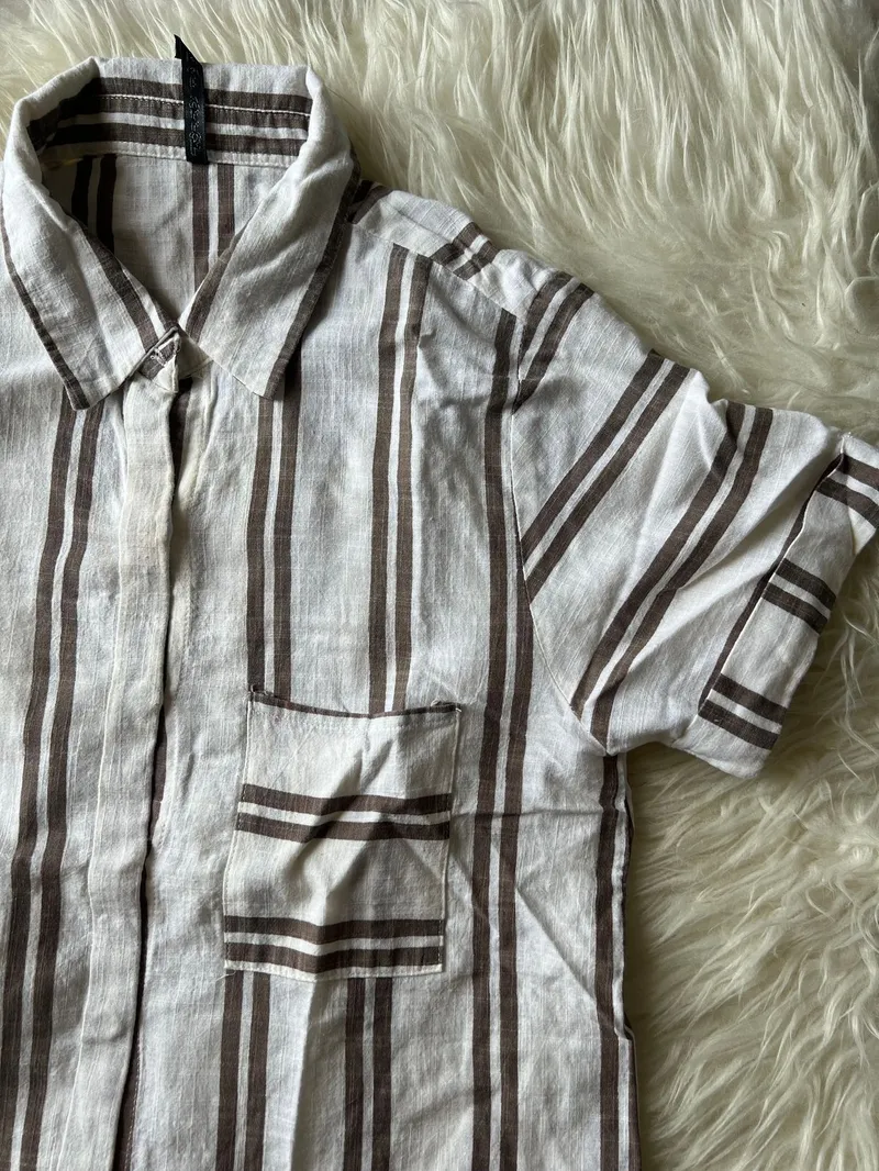 Casual Shirt Wanita multicolor white tan khaki cream photo 1