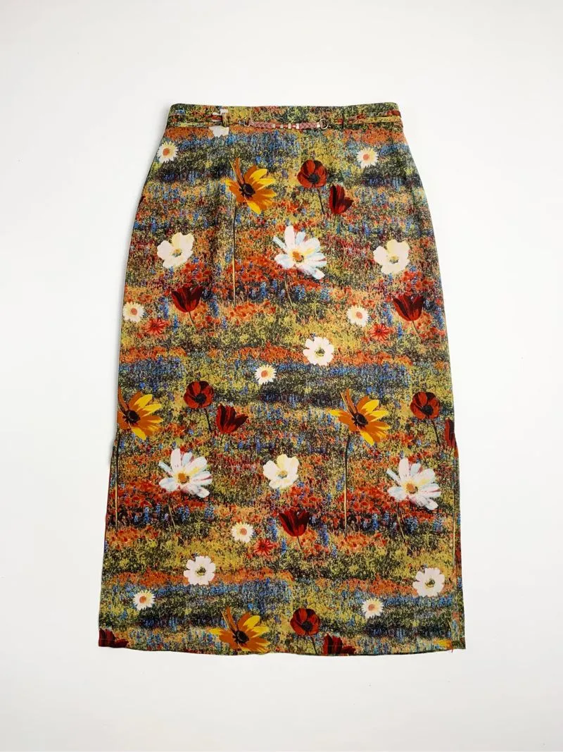 Y2k Lady's Animal Maxi Skirt With Art floral Graphic  photo 1