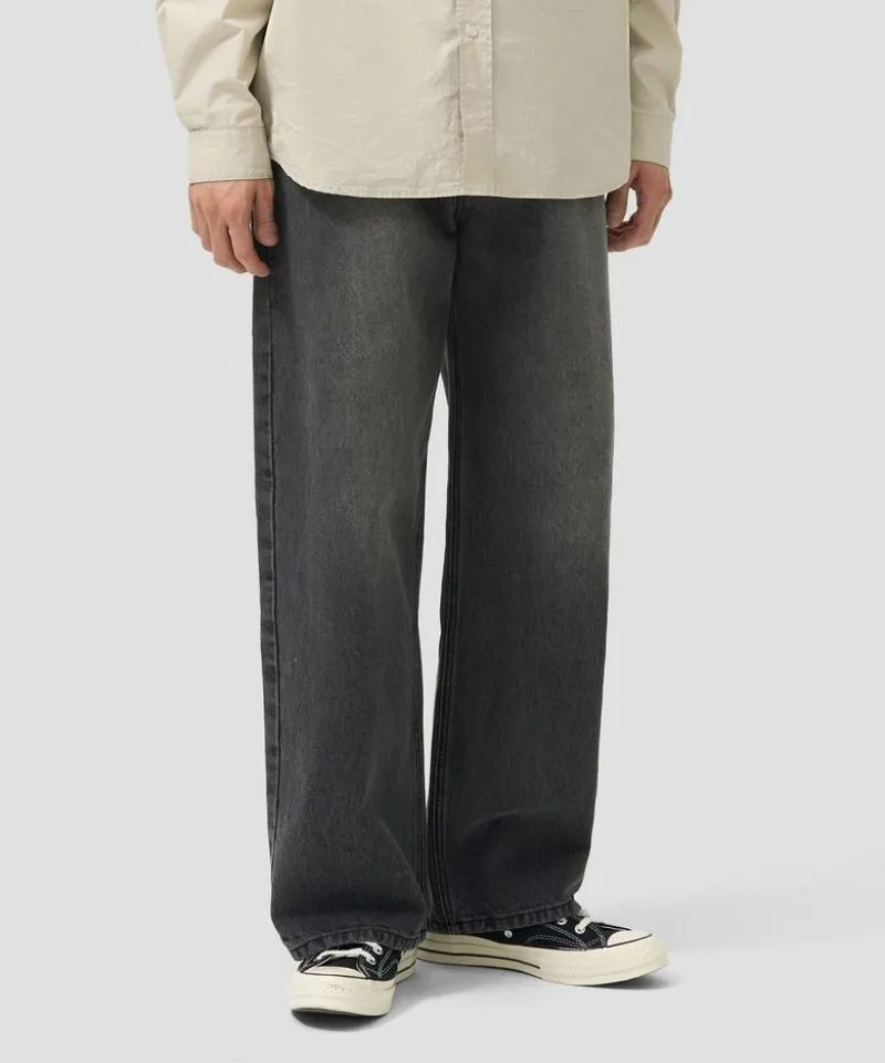 Musinsa | Toffe Wide Baggy Denim Pants Fadding Greywash  photo 1