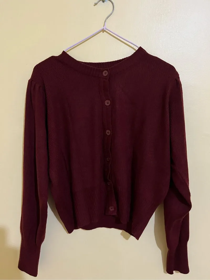 cardigan crop maroon nigoo photo 1