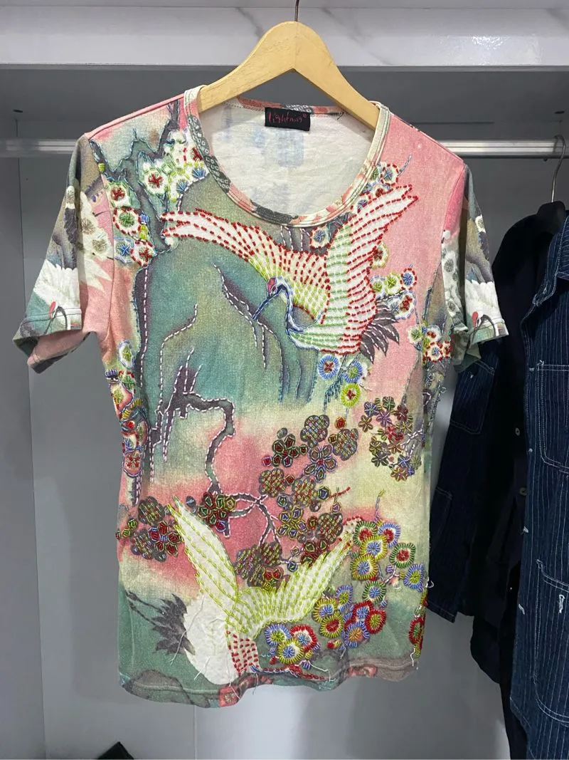 Japanese Nature Bird Vkei Grunge Mesh Shirt photo 1