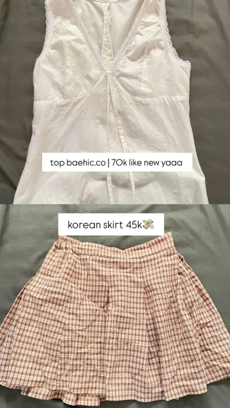 tops baehic.co and korean skirt photo 1