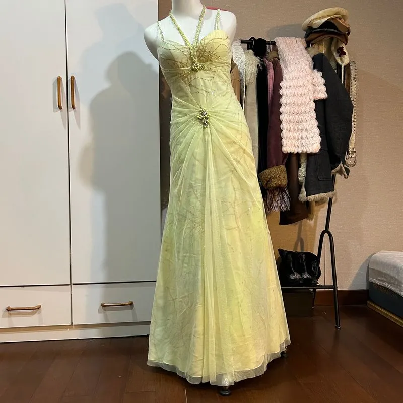 Green beaded gradient maxi dress photo 1