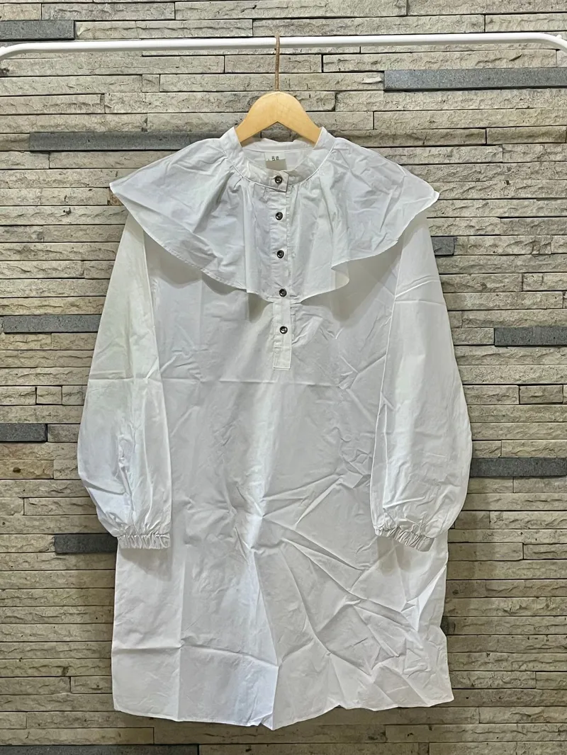 Casual Shirt dress Wanita white photo 1