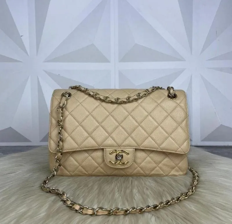 Chanel Classic Double Flap Caviar Beige GHW shoulder bag photo 1