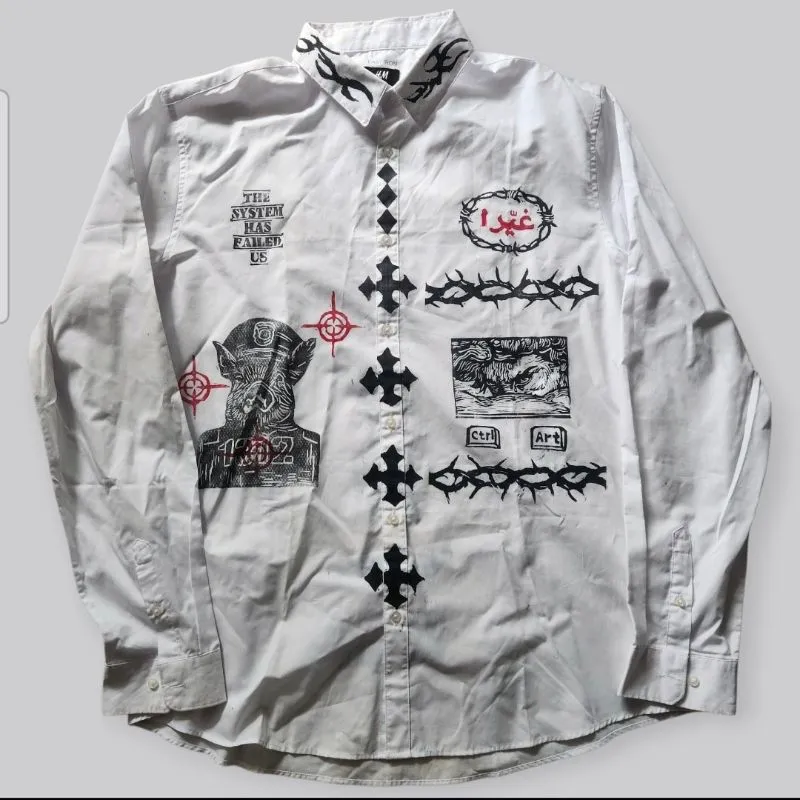Kemeja H&M custom design lino print ACAB photo 1