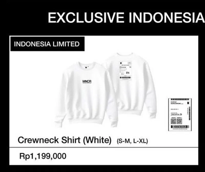 Crewneck Shirt (white) L-XL BTS pop up monochrome photo 1