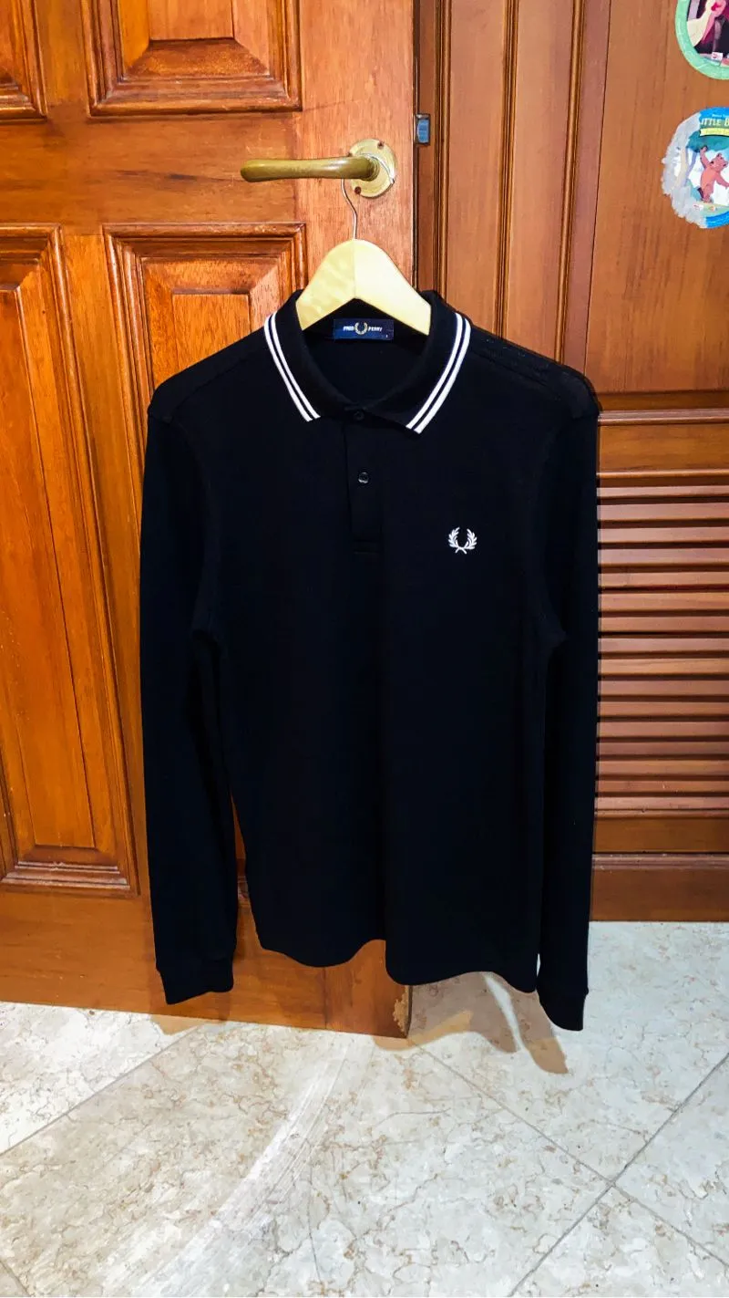 Kaos Fred Perry Twin Tipped Polo Shirt Black Long Sleeve  photo 1