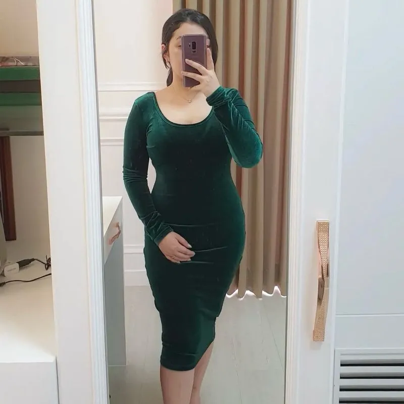 Green Velvet Bodycon Dress photo 1
