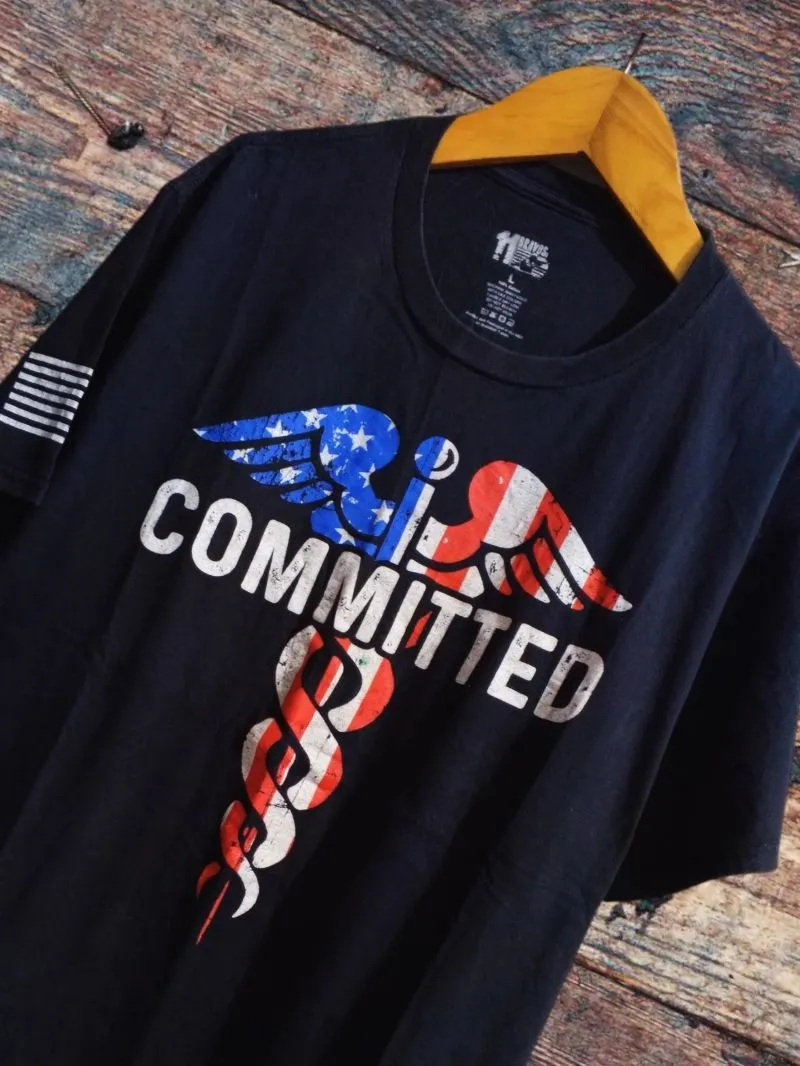 11Bravos - Medical Caduceus USA Flag "committed" Graphic Pat photo 1