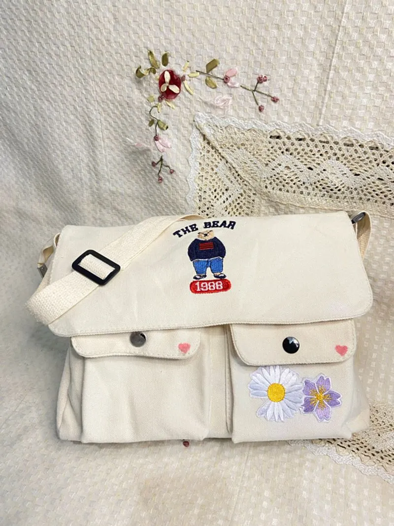 The Bear 1988 Canvas Messenger Sling Bag photo 1