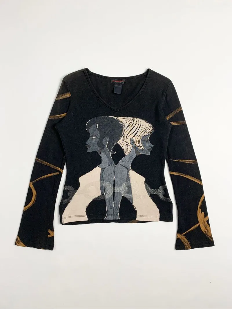 Y2k Custo Barcelona Longsleeve With Iconic Graphic Girl photo 1