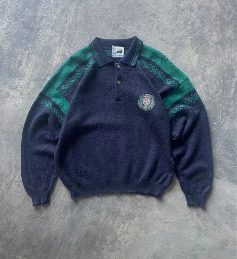 Vintage Knit Polo Sweater – The Clan Collection photo 1
