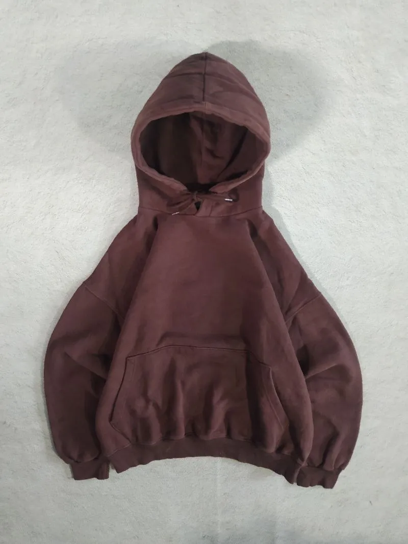 Blank heavyweight Boxy Hoodie Dark Brown  photo 1