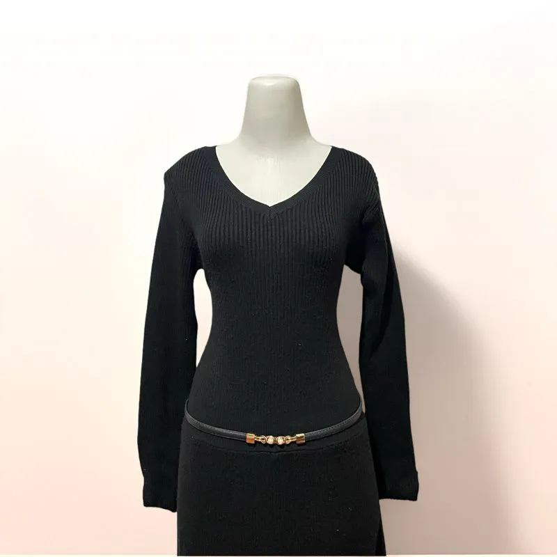 Rajut Dress Tebal Premium Low Waist Hitam photo 1