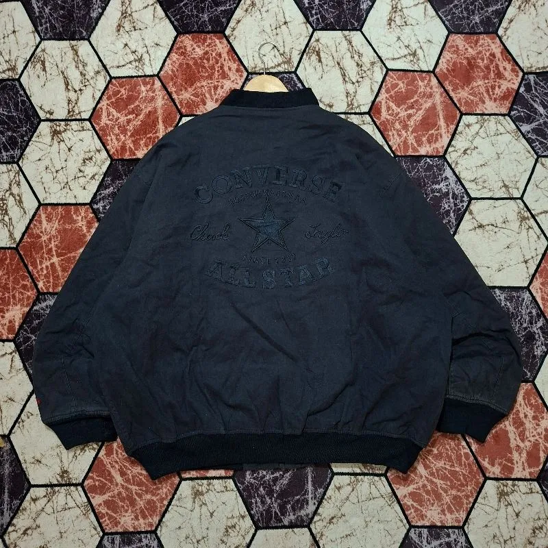 Bomber Denim Jacket Converse Boston Embroidery Big Logo photo 1
