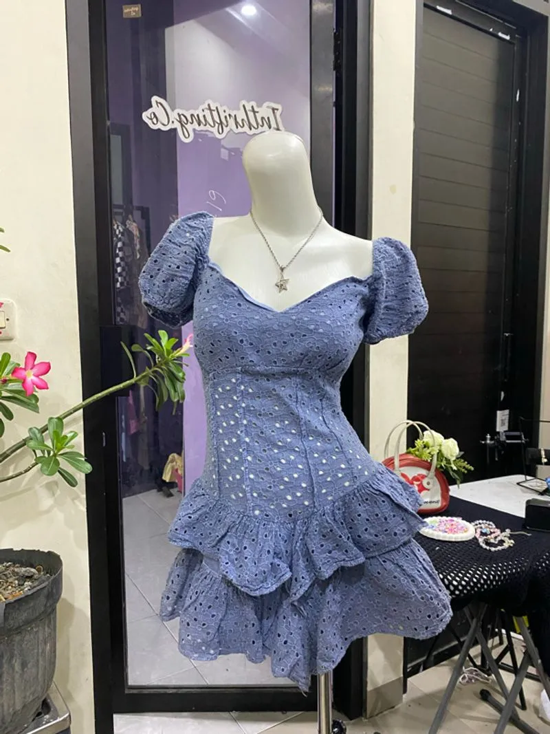 ✧*̥˚ Y2K Puffy Eyelet Dress ✦ Baby Blue ✧*̥˚ photo 1