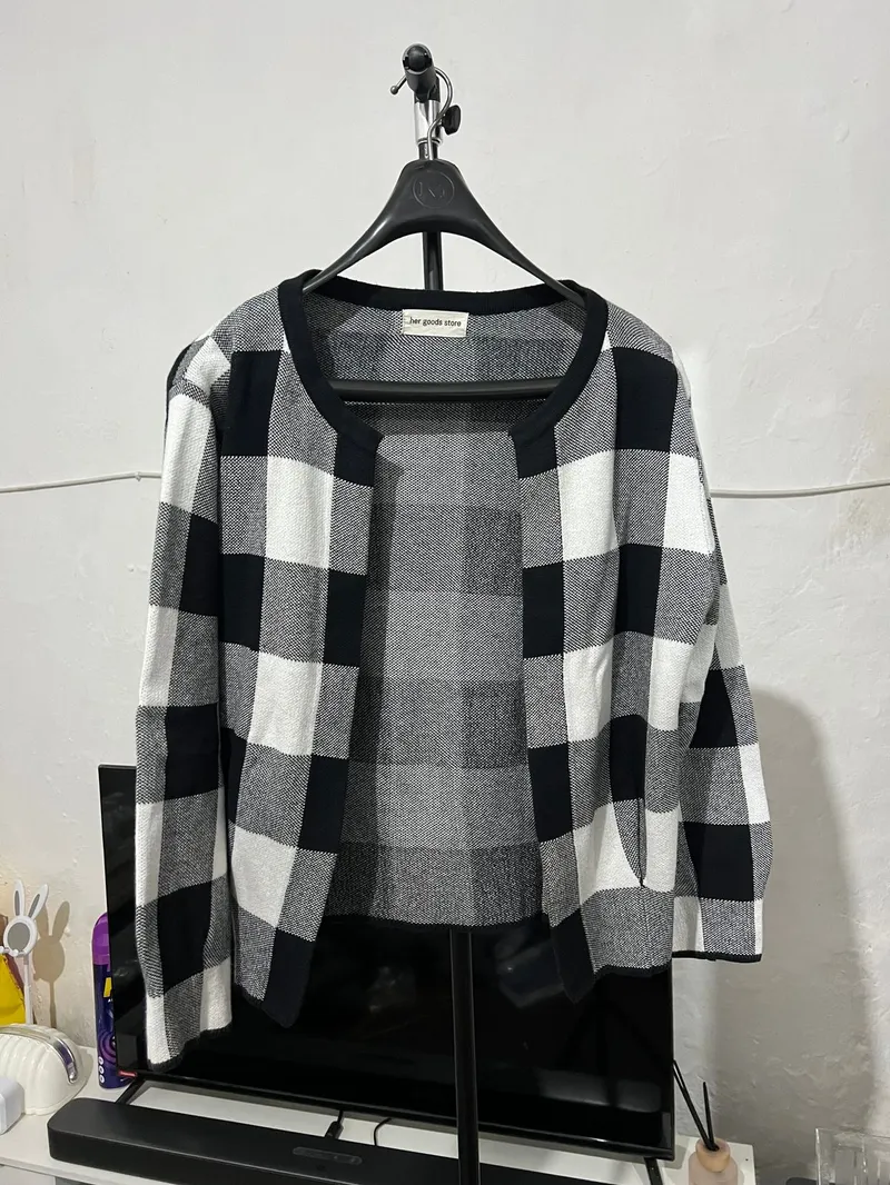 #FR2 Casual Cardigan Wanita white black gray photo 1