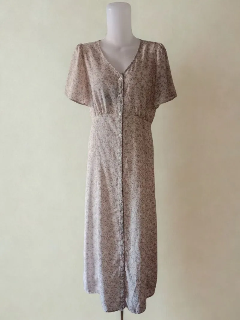 Dress Chiffon GU Uniqlo Original – Motif Bunga Elegan, Like  photo 1