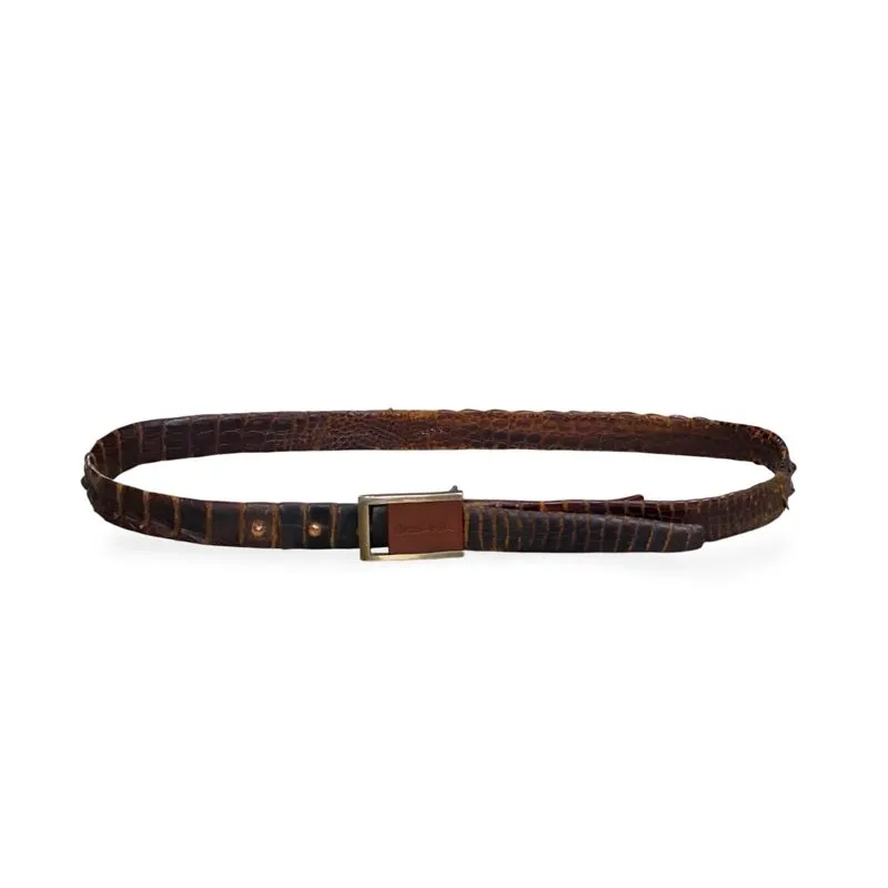 Number (N)ine crocodile textured leather belt brown ikat pin photo 1