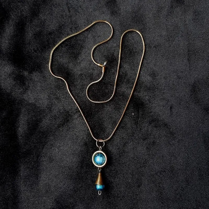 Kalung vintage Gold Blue rocks pendant photo 1