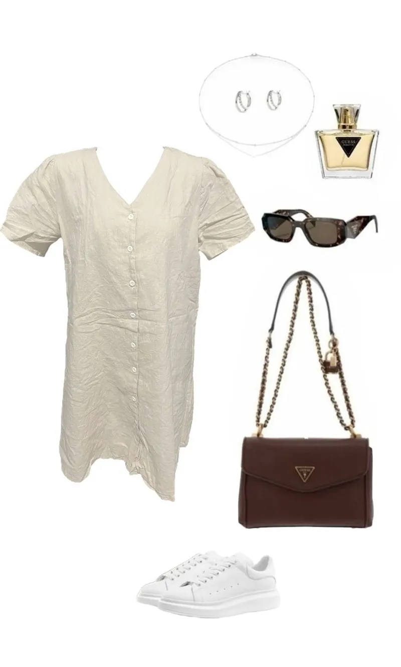 Casual Casual dress Wanita cream photo 1