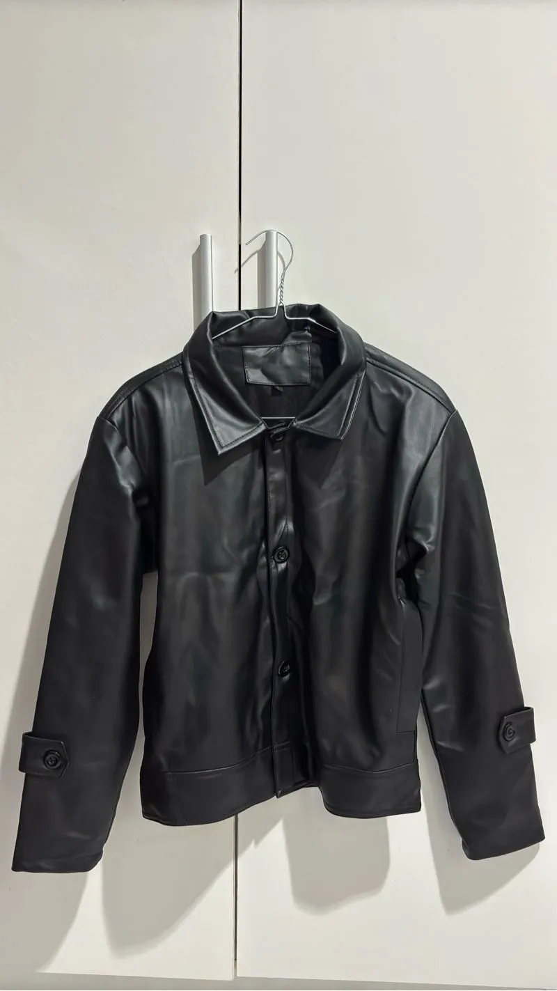 black leather jacket photo 1